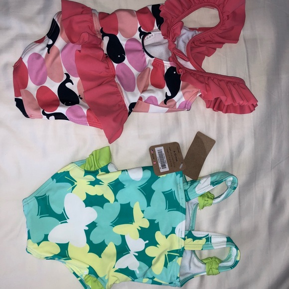 Two 6-12 month girl swimsuits. One NWT, one used - Picture 2 of 2